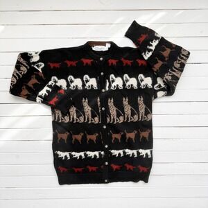 vtg Jayson Younger Shetland wool dog cardigan sweater size‎ M